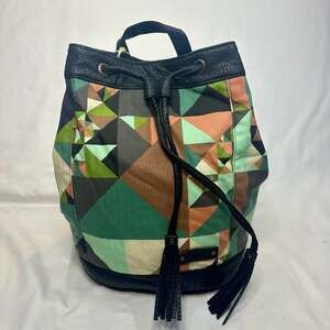 PISTIL Canvas Backpack Daypack City Bag Multicolored Geometric Handbag NWT